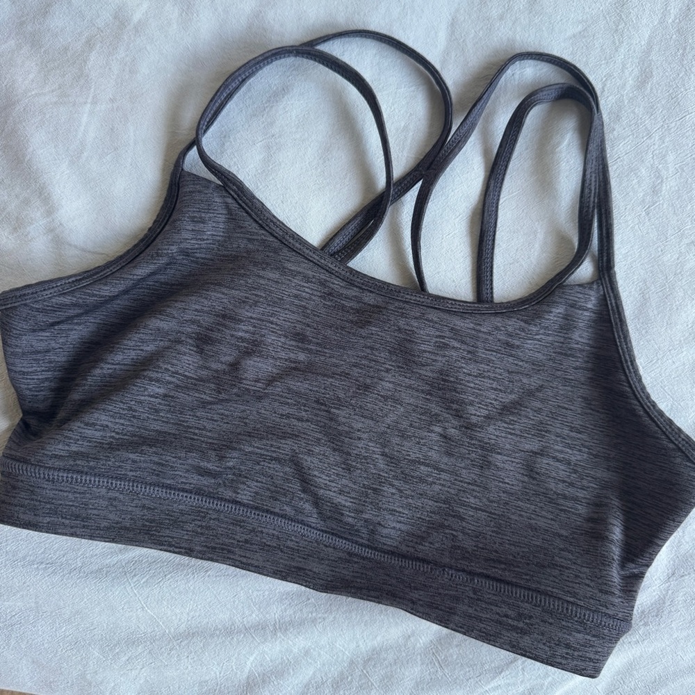Gray Women's Strappy Sports Bra